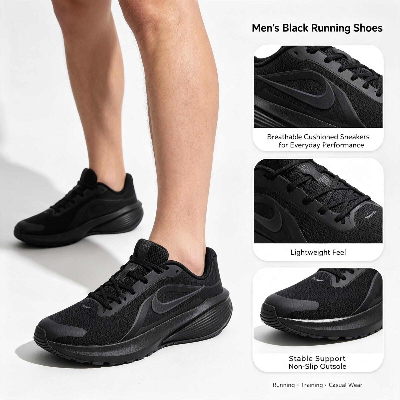 Men'S Shoes Nike Black - Nike Siyah Erkek Koşu Ayakkabıları Nefes