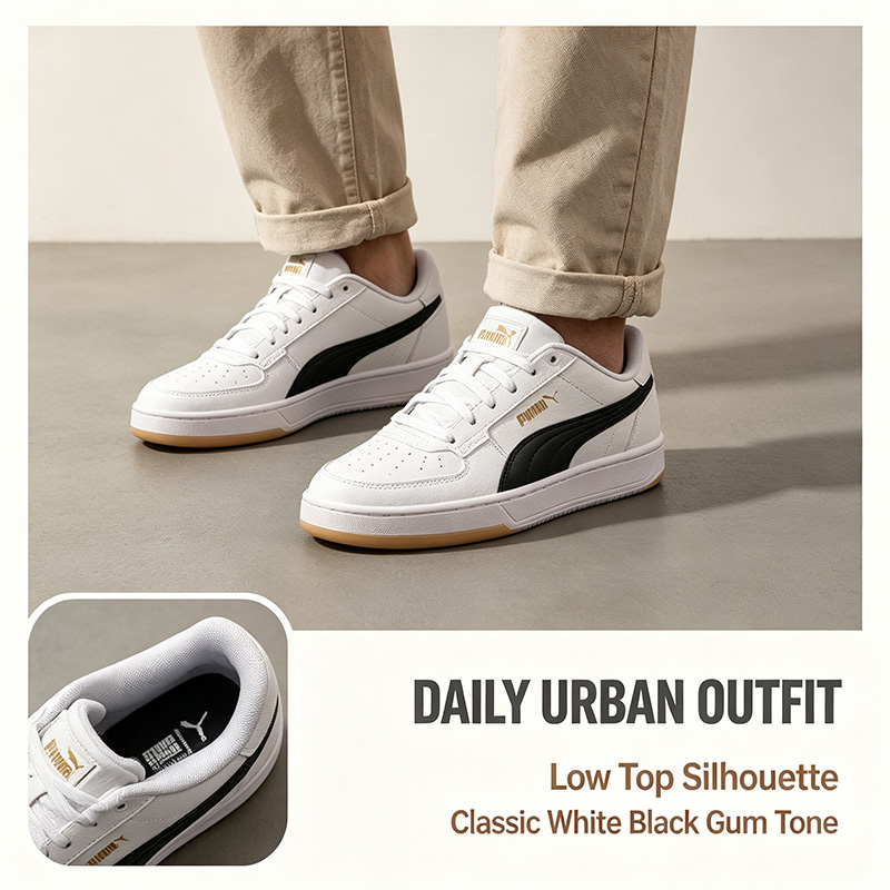 Men'S Shoes Puma Sneakers - PUMA Erkek Beyaz Siyah Düşük Top