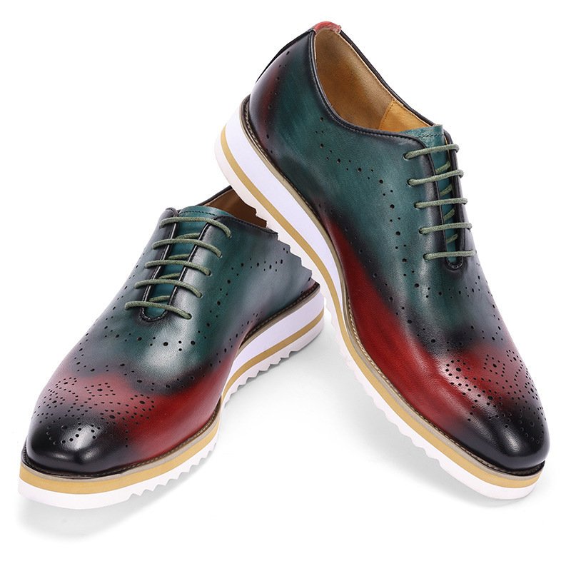 Oxford Brogue Leather - Lüks erkek Elbise Ayakkabı Hakiki Deri