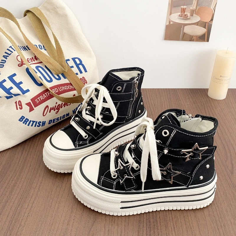 Canvas Sneaker High - Kadın Ayakkabıları Yeni Kore Versiyonu Kadınlar