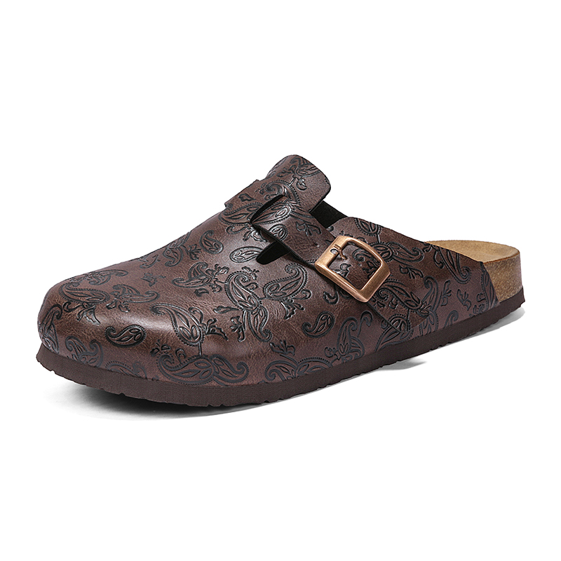 Men'S Shoes Birkenstock - Klasik Tarz Mantar Terlik, Baskılı Yarım