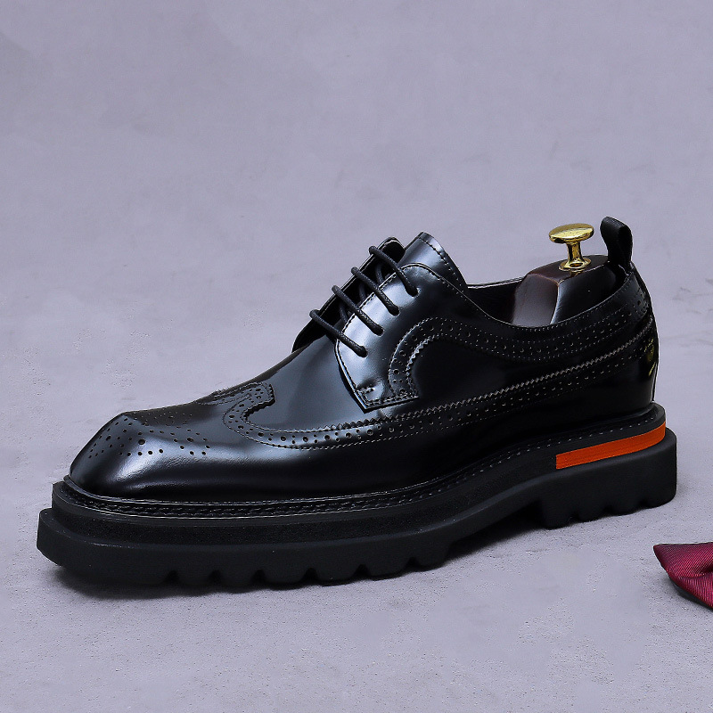 Oxford Brogue Leather - Erkek Brogue Platform Oxford Ayakkabıları Hakiki