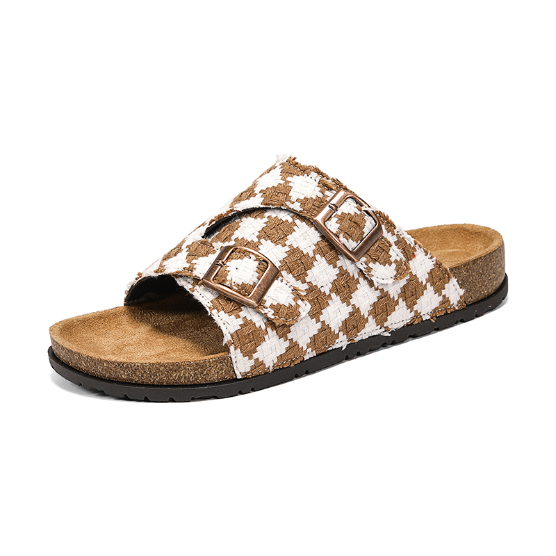 Men'S Shoes Birkenstock - Vintage Ekoseli Mantar Tabanlı Terlik Unisex