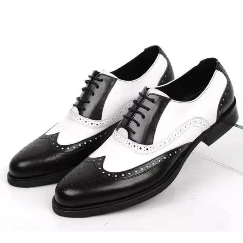 Oxford Brogue Leather - Karışık Renkler Erkek Elbise Ayakkabı Retro