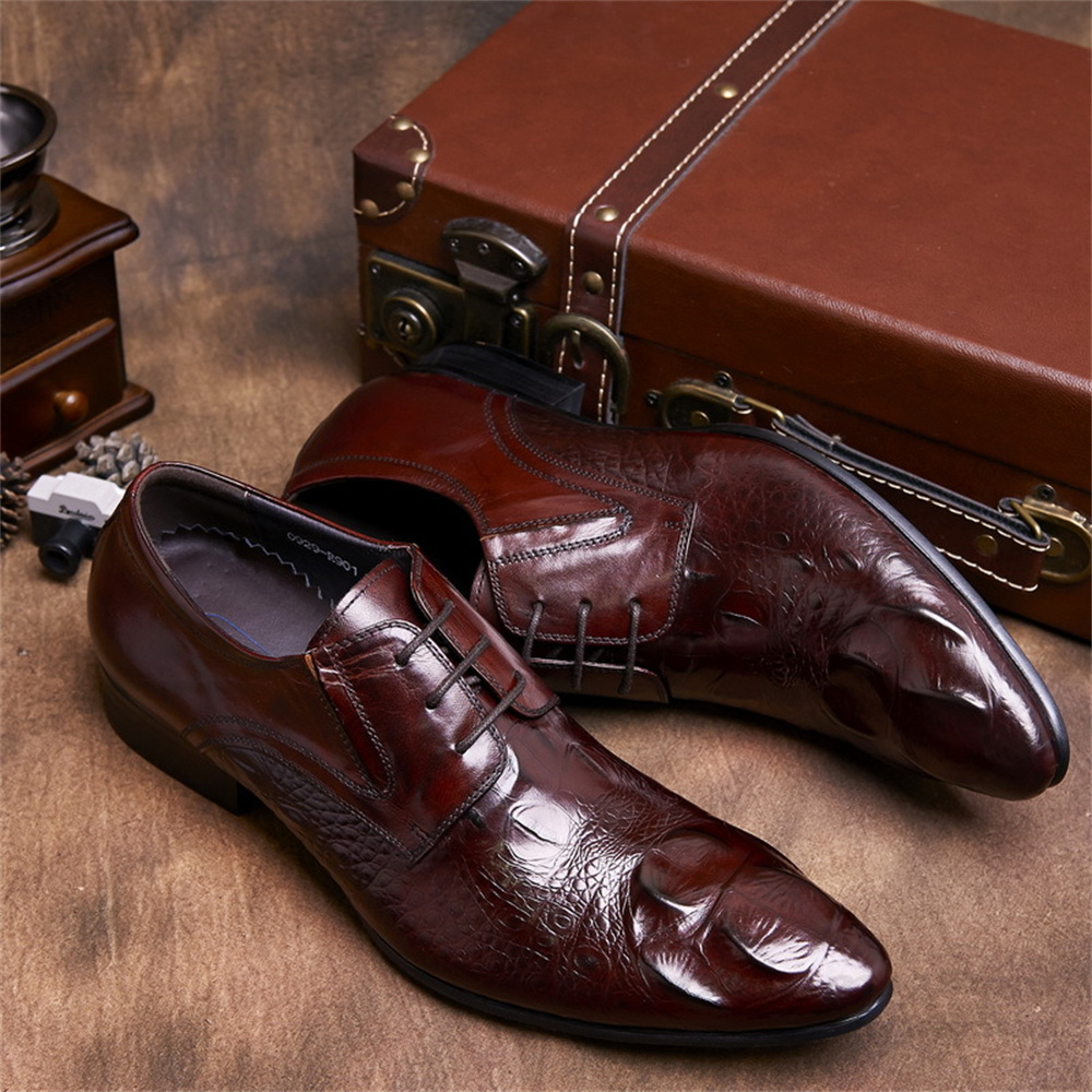 Men Shoes Formal - Sığır Derisi Kabartmalı Timsah Desenli İngiliz