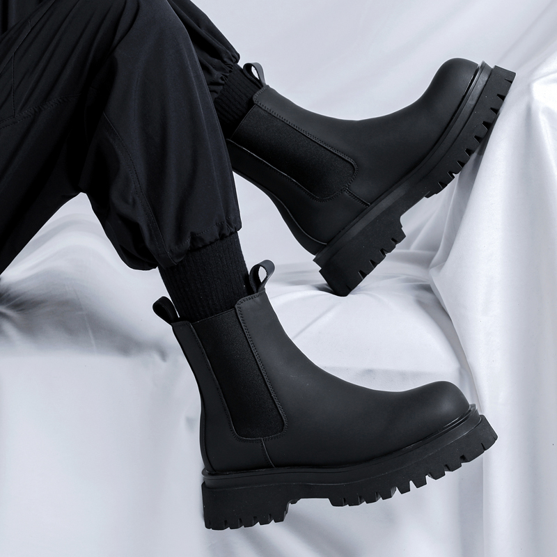Men Shoes Brand - 2026 Platform Siyah Yüksek Bilekli Botlar